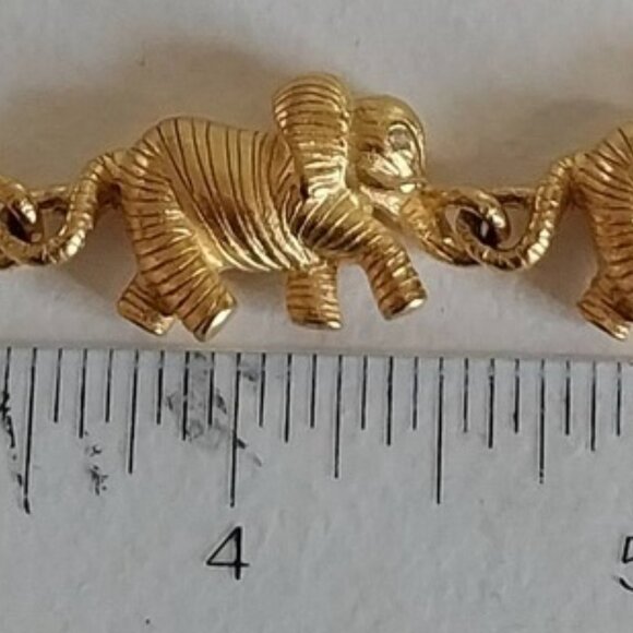 Vintage 80's Bob Mackie Brushed Gold Elephant Bracelet - Picture 2 of 2